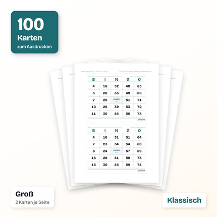 Bingo Karten 1 bis 75 zum Ausdrucken (PDF)