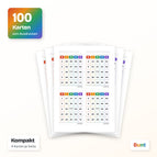 100 Bingo Karten / Kompakt 4 Karten je Seite / Bunt