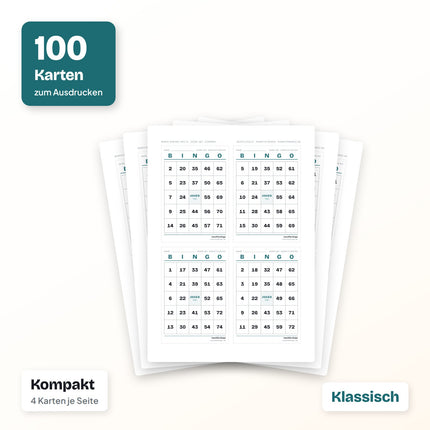 Bingo Karten 1 bis 75 zum Ausdrucken (PDF)