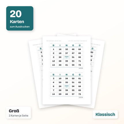 Bingo Karten 1 bis 75 zum Ausdrucken (PDF)