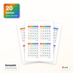 20 Bingo Karten / Kompakt 4 Karten je Seite / Bunt