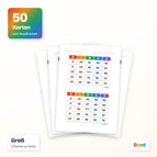 50 Bingo Karten / Groß 2 Karten je Seite / Bunt