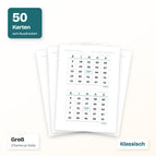 50 Bingo Karten / Groß 2 Karten je Seite / Klassisch