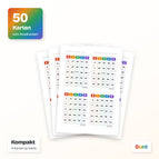 50 Bingo Karten / Kompakt 4 Karten je Seite / Bunt
